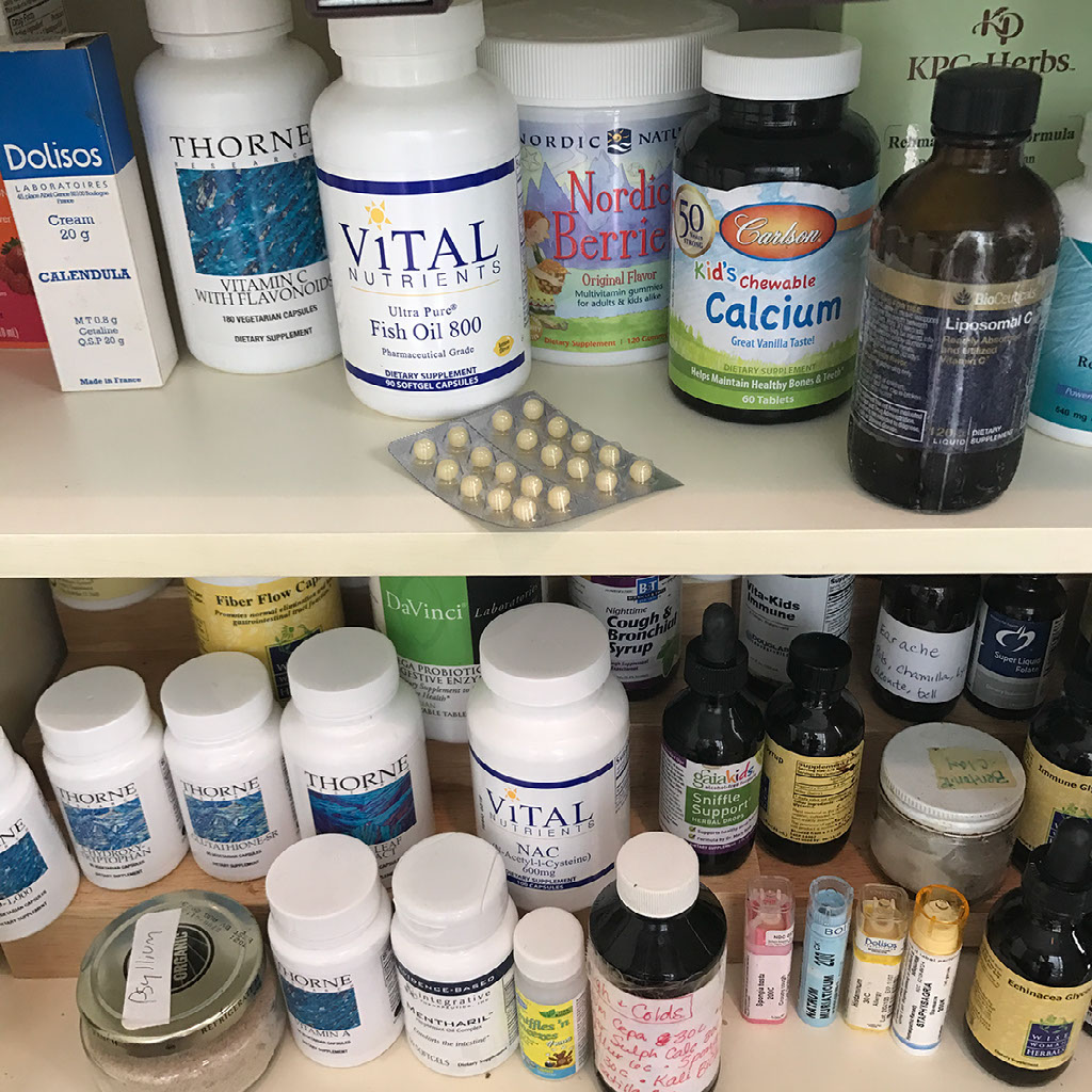 The supplement shelf, mostly immune boosters.